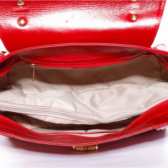 Kama Red Italian Leather Handbag - Picture 5 of 6
